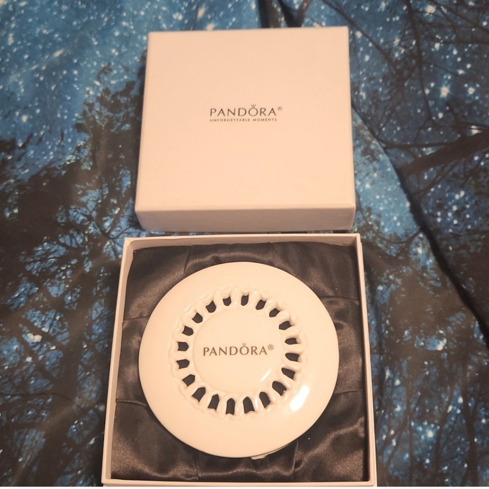 PANDORA Limited Edition White Porcelain Silver Trimmed Round Jewelry